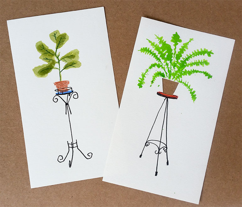Plant stand illustrations by Heather Moore of Skinny laMinx